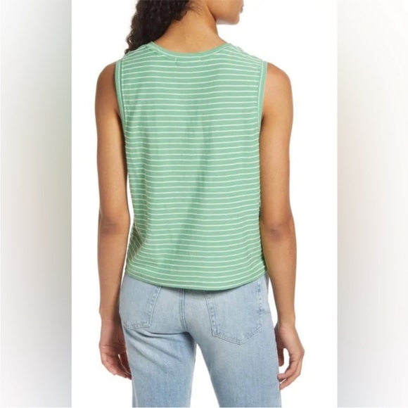 MARINE LAYER Green and White Lydia Textured Striped Tank Top Size XL - Picture 3 of 16